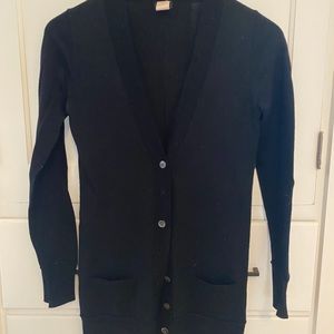 J Crew black merino wool cardigan